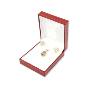 Suede Earring & Pendant Box- D06 Red/Black/Blue